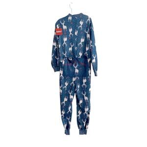 Funziez! Christmas Reindeers Pajama Adult Onesie Holiday Women SMALL Blue PJ NWT